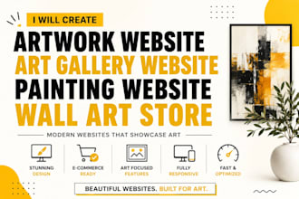 create  artwork website art gallery website painting website wall art store