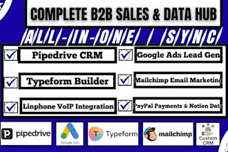 integrate pipedrive google ads typeform mailchimp openphone paypal notion data