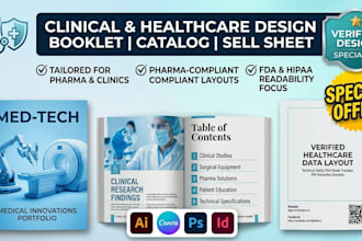 design a clean medical product catalog, healthcare brochure, pharma sell sheet