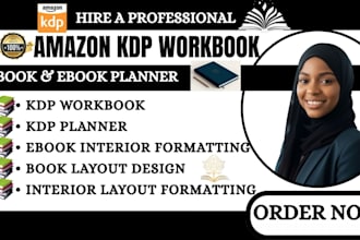 design KDP workbook, journal, planner, ebook interior and book layout