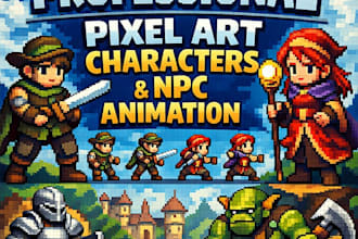 create a professional pixel art characters and npc sprite animation