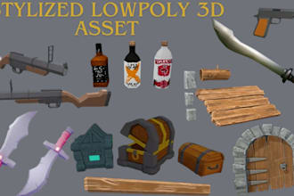 create retro ps1 psx style lowpoly 3d props game assets and 3d models