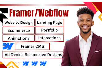 design framer website, edit framer website, framer landing page, webflow website