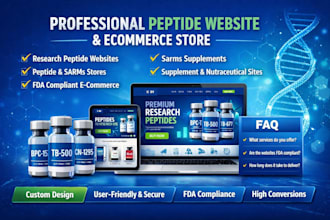 build peptide website, research peptide store,  supplement ecommerce website