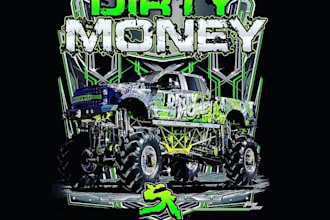 design high quality monster jeep mascot logo with t shirt design