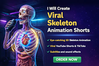 create viral 3d skeleton animation shorts in dr datta style