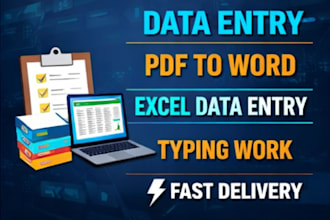 do data entry, copy paste, pdf to word, science biology