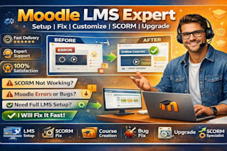 moodle lms expert setup, customization, course creation, quiz, scorm fix upgrade
