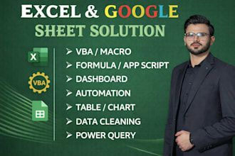 develop excel vba macros addins and google sheets solutions