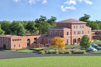 redesign house exterior renders,3d brick wall elevation, facade 3d visualization