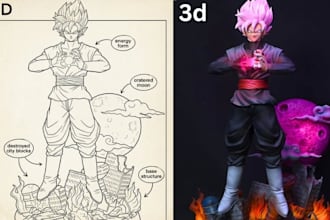 do custom 3d model from 2d image photo sketch 3d printable stl 3d printing paint