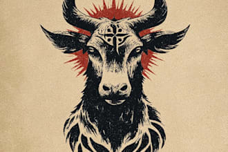 draw vintage animal logo design with hand drawn illustration style