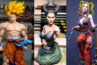 3d print and paint anime figure miniature 3d toys figurines 3d resin printing