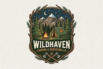 design a creative and adventurous camping logo for your brand