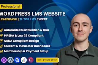 build wordpress lms site, setup tutorlms, learndash for aoda and pipeda complian