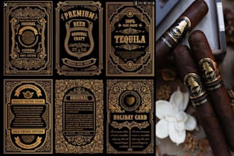 design vintage cigar band, cigar label, whiskey and luxury label
