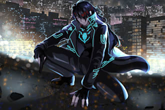 draw a custom anime vtuber character illustration