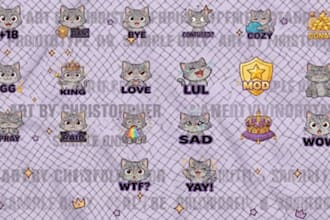 pack grey cat emotes for twitch