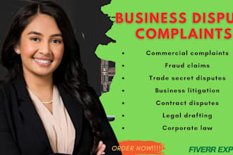 prepare professional commercial and business dispute complaints