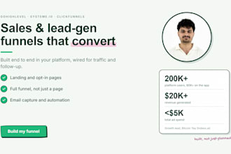 build your gohighlevel, systeme io, clickfunnels, sales funnel and leads funnel