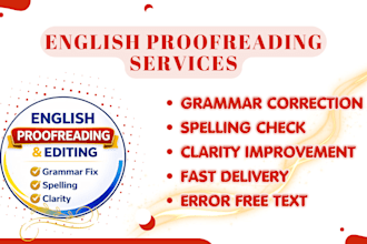 proofread and correct grammar, spelling and punctuation