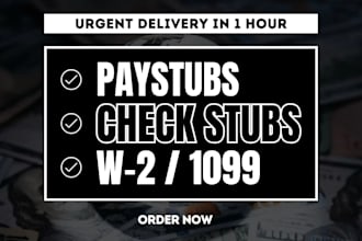 prepare fast w2, paystub, adp paystub, paycheck, stubs