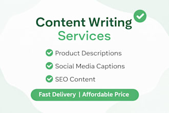 write captions, product descriptions and short content