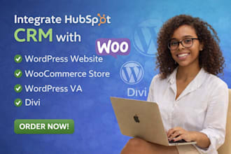 integrate hubspot CRM with wordpress website woocommerce store wordpress VA divi