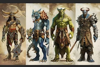 draw concept art and illustration of characters and monsters