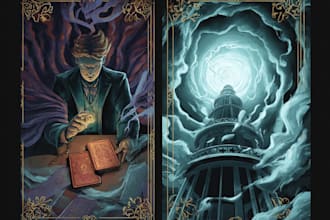 design custom tarot cards, oracle deck, playing card, zodiac and board game art