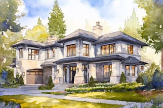 sketch architectural house portraits