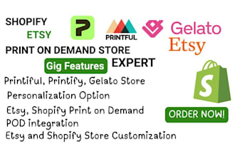 setup etsy and shopify print on demand store with printify printiful gelato