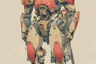custom mecha or robotic illustration in detailed style