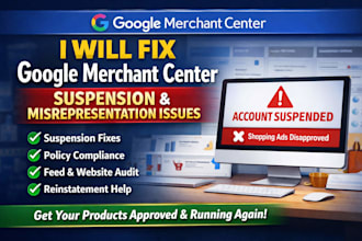 fix google merchant center suspension and misrepresentation issues product feed