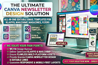 canva newsletter design editable email template magazine flyer klaviyo mailchimp