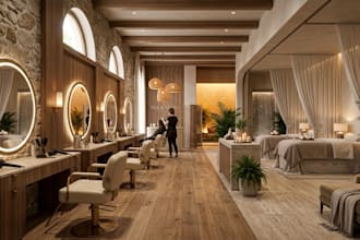 design modern 3d home, salon, spa and showroom, with photorealistic rendering
