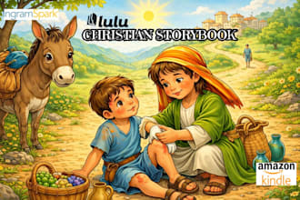 christian children story book illustration, bible themed illustration, storybook