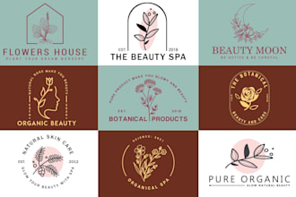 do professional minimal feminine floral boho hand drawn botanical line art logo