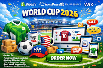 do squarespace wix football merch world cup 2026 print on demand website design