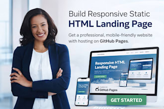 build responsive static website HTML landing page with hosting on github pages