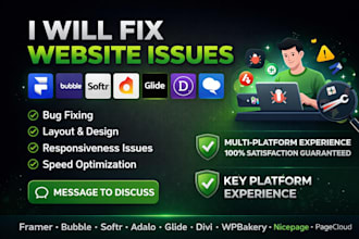 fix framer bubble softr adalo glide divi wpbakery nicepage pagecloud website