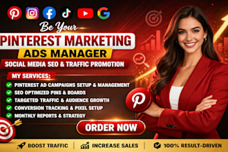 be your pinterest marketing ads manager, social media SEO traffic promotion