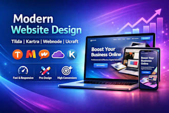 build setup tilda mobirise webnode ucraft pagecloud kartra website design
