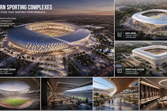 design 3d stadiums ,modern sporting complexes with quality  architecture render