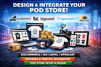 design bigcommerce big cartel opencart pod store integrate teespring printful