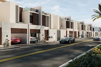 visualize3d terraced townhouse,tract home design ,housing layout,exterior facade