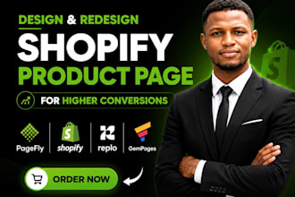 design, redesign shopify product page for higher conversions in replo, gempages
