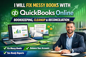 fix messy books with quickbooks online bookkeeping, cleanup and reconciliation
