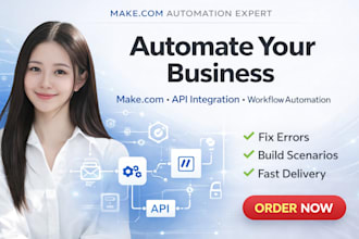 setup make com automation fix make scenario, make com  workflows, make ai agents