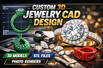 create custom 3d jewelry cad designs and mold ready for 3d printing